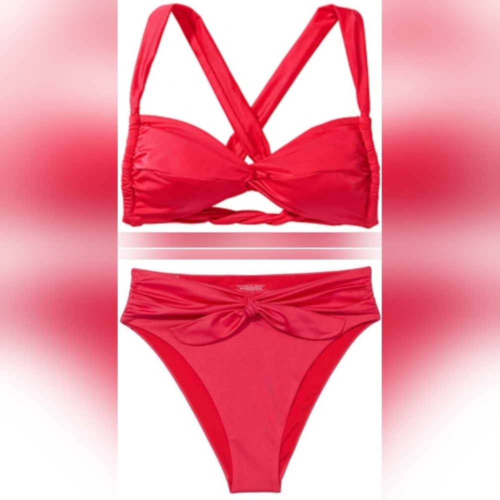 XS/XS S/S VS Swim Twist Bralette Bikini Top High Waist Cheeky Bikini Set